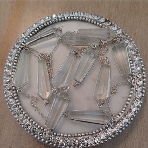 Clear Faceted Crystal Bead Silver Necklace